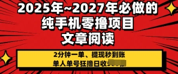 2025年必做的纯手机零撸项目，2分钟一单，提现秒到账，单人单号狂撸日收几张-我的网站