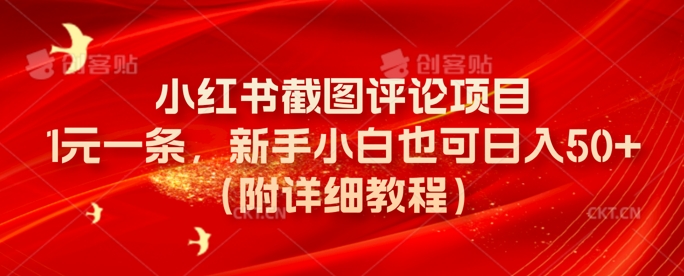 小红书截图评论项目，1元一条，新手小白也可日入50+(附详细教程)-我的网站