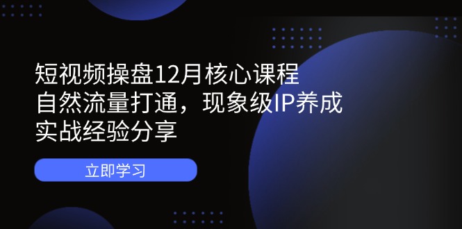 （14447期）短视频操盘12月核心课程：自然流量打通，现象级IP养成，实战经验分享-我的网站