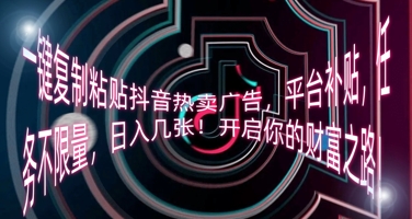 一键复制粘贴抖音热卖广告，平台补贴，任务不限量，日入几张，开启你的财富之路!-我的网站
