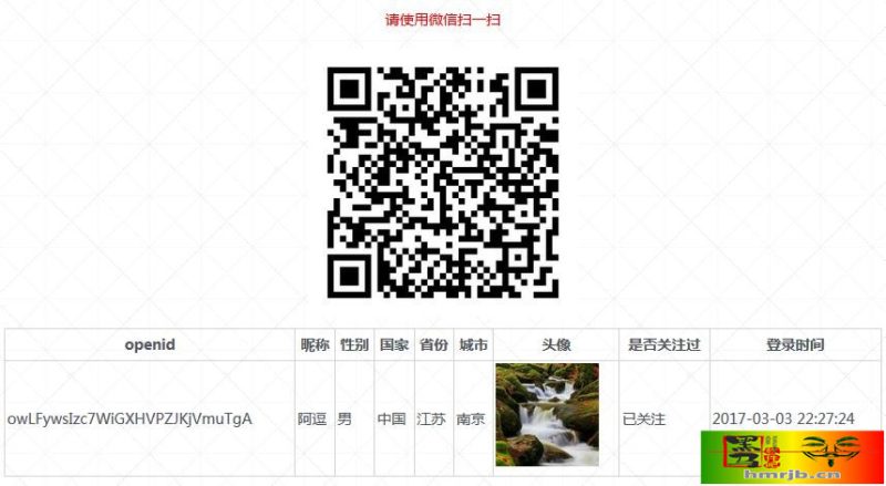 PHP微信扫码关注公众号并授权登录源码-我的网站